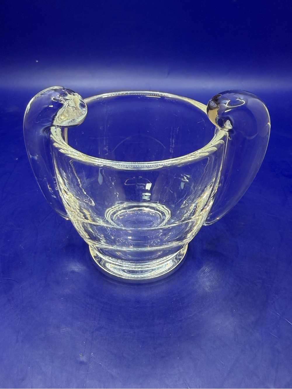 Signed Steuben Glass Snail Handle Individual Condiment Bowl 2.25” x 3.5”